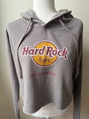 Hard Rock Cafe San Francisco Cropped Hoodie Gray Logo Sweatshirt NWT Small